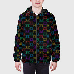Куртка с капюшоном мужская Интерфейс аркадной игры, цвет: 3D-черный — фото 2
