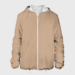 Куртка с капюшоном мужская Светлый коричневый в полоску, цвет: 3D-белый