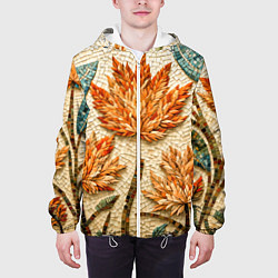 Куртка с капюшоном мужская Мозаика осенняя листва в теплых тонах, цвет: 3D-белый — фото 2