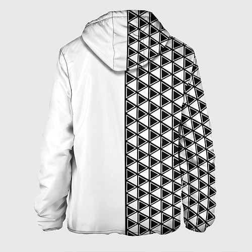 Мужская куртка Чёрные треугольники на белом фоне / 3D-Черный – фото 2