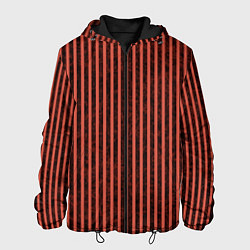 Куртка с капюшоном мужская Тёмный коралловый полосы, цвет: 3D-черный