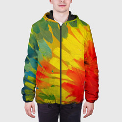 Куртка с капюшоном мужская Абстракция цветение акрил, цвет: 3D-черный — фото 2