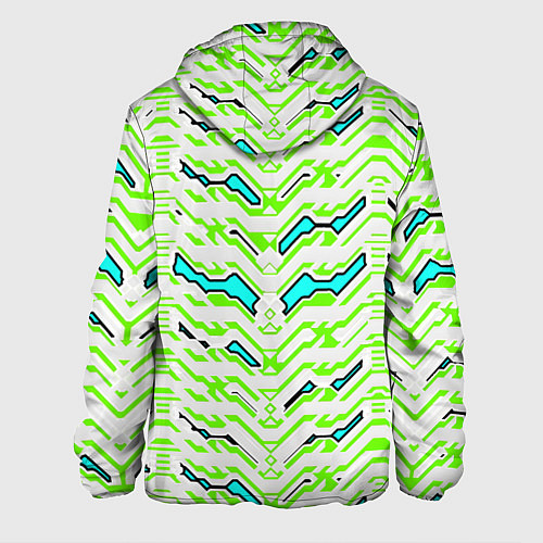 Мужская куртка Агрессивный бело-зелёный паттерн / 3D-Черный – фото 2