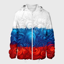Куртка с капюшоном мужская Орнамент триколор, цвет: 3D-белый