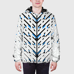 Куртка с капюшоном мужская Black and blue stripes on a white background, цвет: 3D-черный — фото 2