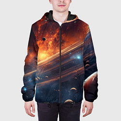 Куртка с капюшоном мужская Млечный путь космос, цвет: 3D-черный — фото 2