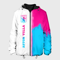 Куртка с капюшоном мужская Aston Villa neon gradient style по-вертикали, цвет: 3D-черный