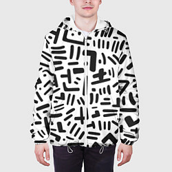 Куртка с капюшоном мужская Паттерн линиями, цвет: 3D-белый — фото 2