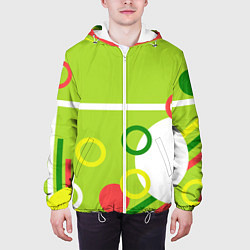 Куртка с капюшоном мужская Яркая геометрия с кольцами, цвет: 3D-белый — фото 2