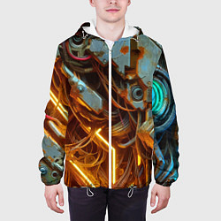 Куртка с капюшоном мужская Cyber armor - ai art, цвет: 3D-белый — фото 2
