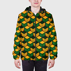 Куртка с капюшоном мужская Узор на хаори томиоки, цвет: 3D-черный — фото 2