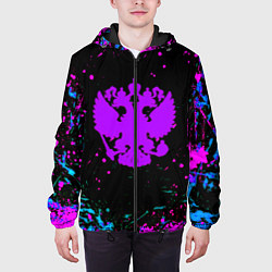 Куртка с капюшоном мужская Герб в стиле киберпанк краски, цвет: 3D-черный — фото 2