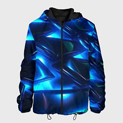 Куртка с капюшоном мужская Синие абстрактные неоновые плиты, цвет: 3D-черный