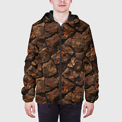 Куртка с капюшоном мужская Элементаль земли текстура, цвет: 3D-черный — фото 2