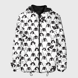 Куртка с капюшоном мужская Узор с пингвинами, цвет: 3D-черный