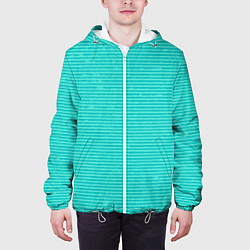 Куртка с капюшоном мужская Ментоловый текстурированный в полоску, цвет: 3D-белый — фото 2