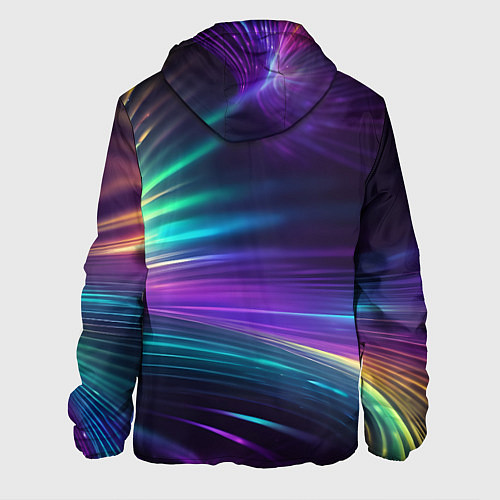 Мужская куртка Неоновые лучи на фиолетовом фоне / 3D-Черный – фото 2