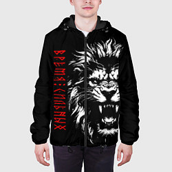 Куртка с капюшоном мужская Лев - время сильных, цвет: 3D-черный — фото 2