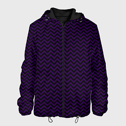 Куртка с капюшоном мужская Чёрно-фиолетовый ломаные полосы, цвет: 3D-черный