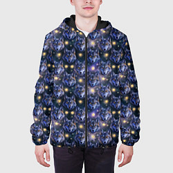 Куртка с капюшоном мужская Волчий стиль дизайн с мордами волков, цвет: 3D-черный — фото 2