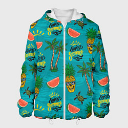 Куртка с капюшоном мужская Enjoy summer pattern - pineapple, цвет: 3D-белый