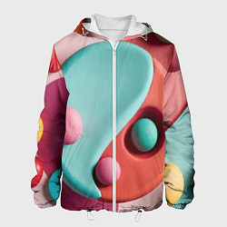 Куртка с капюшоном мужская Пластилиновый медальон с шариками, цвет: 3D-белый