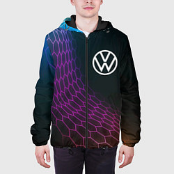 Куртка с капюшоном мужская Volkswagen neon hexagon, цвет: 3D-черный — фото 2