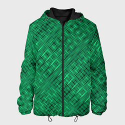 Куртка с капюшоном мужская Насыщенный зелёный текстурированный, цвет: 3D-черный