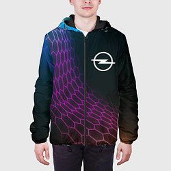 Куртка с капюшоном мужская Opel neon hexagon, цвет: 3D-черный — фото 2