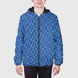 Куртка с капюшоном мужская Светлый синий в мелкий рисунок, цвет: 3D-черный — фото 2