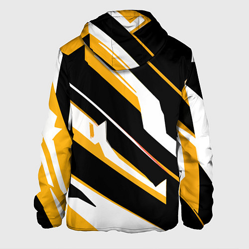 Мужская куртка Жёлто-белые широкие линии на чёрном фоне / 3D-Черный – фото 2