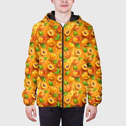 Куртка с капюшоном мужская Сочные сладкие абрикосы паттерн, цвет: 3D-черный — фото 2