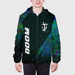 Куртка с капюшоном мужская Doom glitch blue, цвет: 3D-черный — фото 2