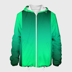 Куртка с капюшоном мужская Яркий зеленый градиентный комбинированный фон, цвет: 3D-белый