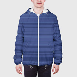 Куртка с капюшоном мужская Синий простые полосы, цвет: 3D-белый — фото 2