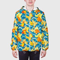 Куртка с капюшоном мужская Разноцветные золотые рыбки, цвет: 3D-белый — фото 2