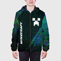 Куртка с капюшоном мужская Minecraft glitch blue, цвет: 3D-черный — фото 2