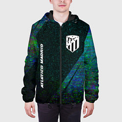 Куртка с капюшоном мужская Atletico Madrid glitch blue, цвет: 3D-черный — фото 2