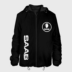 Куртка с капюшоном мужская SAAB logo white, цвет: 3D-черный