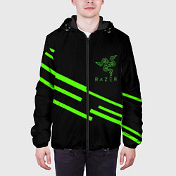 Куртка с капюшоном мужская Razer line green, цвет: 3D-черный — фото 2