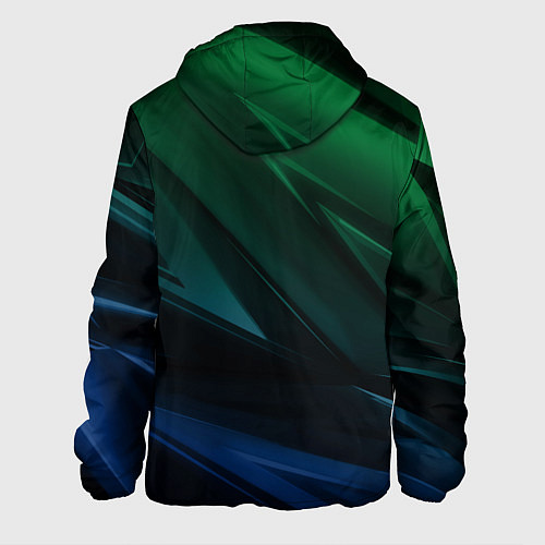 Мужская куртка Зелено-синие абстрактные объемные полосы / 3D-Черный – фото 2