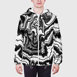 Куртка с капюшоном мужская Черно-белая абстракция суминагаши, цвет: 3D-белый — фото 2