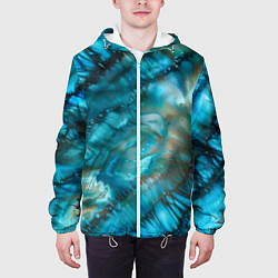 Куртка с капюшоном мужская Абстракция батик - морской стиль, цвет: 3D-белый — фото 2