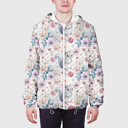 Куртка с капюшоном мужская Бельчонок в цветах, цвет: 3D-белый — фото 2