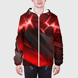 Куртка с капюшоном мужская Яркая красная объемная абстракция, цвет: 3D-белый — фото 2