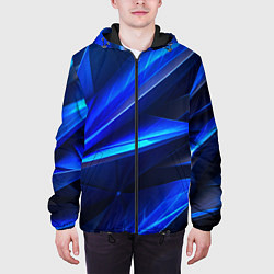 Куртка с капюшоном мужская Синяя геометрическая абстракция, цвет: 3D-черный — фото 2