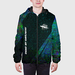 Куртка с капюшоном мужская Dead by Daylight glitch blue, цвет: 3D-черный — фото 2