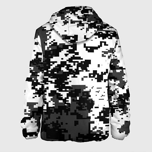 Мужская куртка Камуфляжные пиксели чёрно белый / 3D-Черный – фото 2