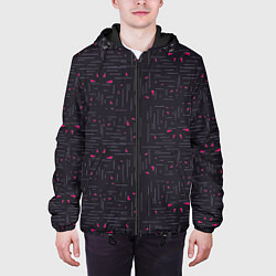Куртка с капюшоном мужская Розовые треугольники на темном, цвет: 3D-черный — фото 2