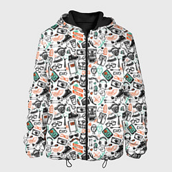 Куртка с капюшоном мужская Дудл хипстер, цвет: 3D-черный